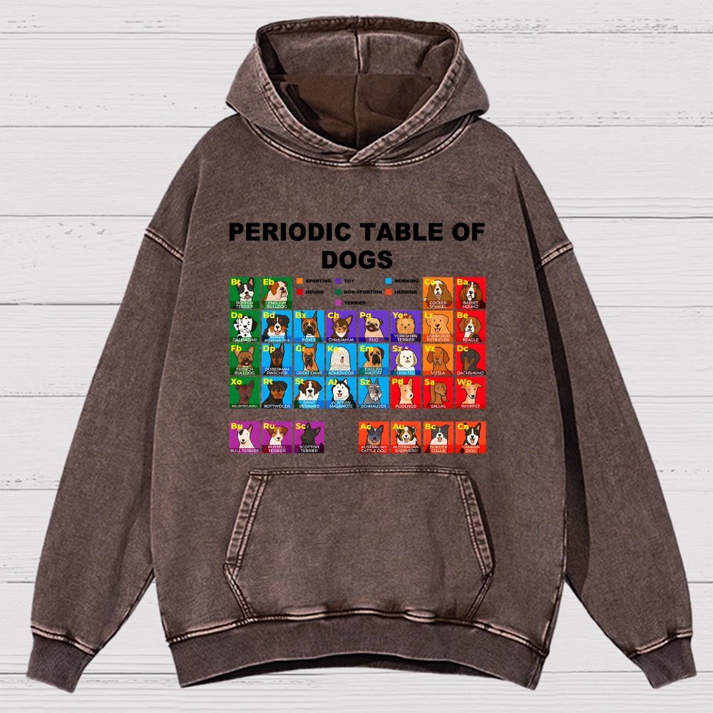 Periodic Table of Dogs  Dog Lover  Funny Science Vintage Distressed Hoodie