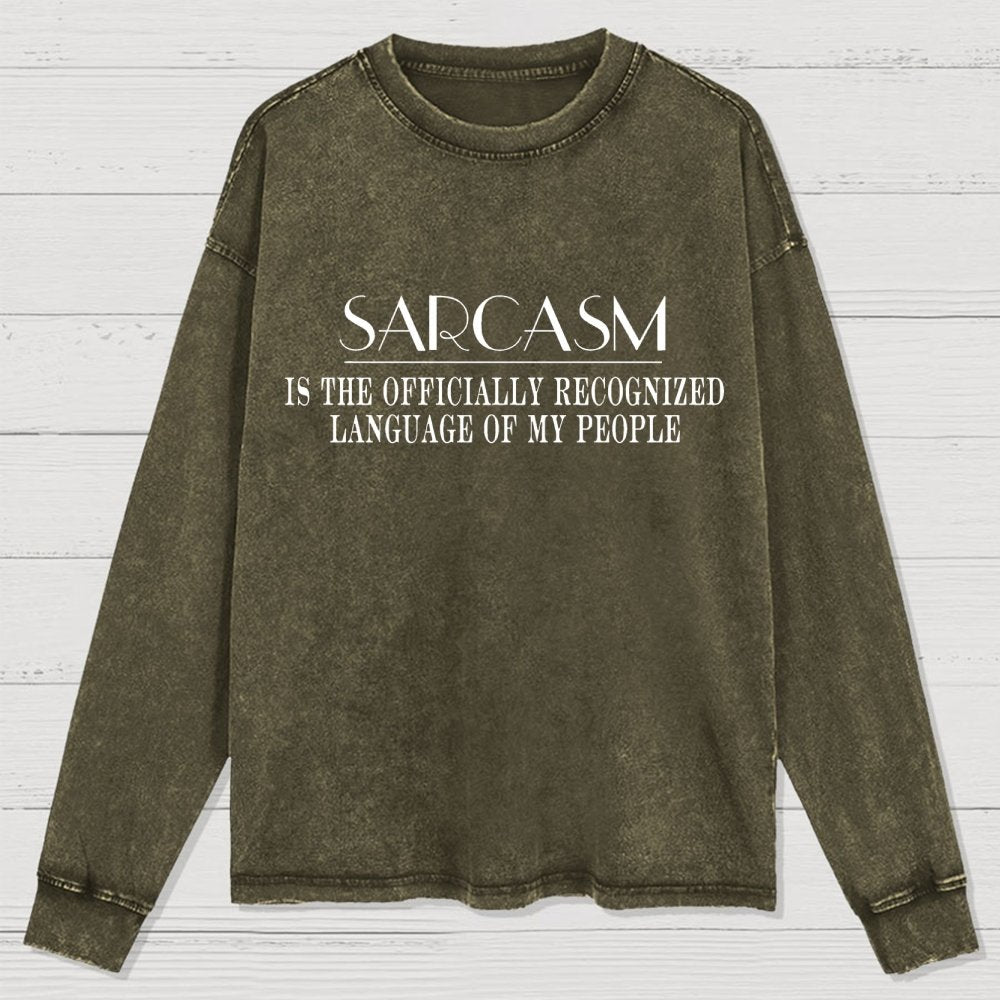 Fluently Sarcastic Washed Long Sleeve Tee