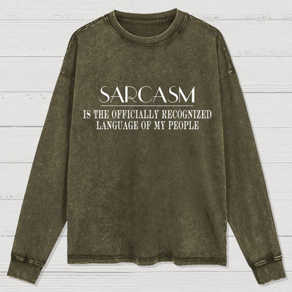 Fluently Sarcastic Washed Long Sleeve Tee