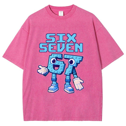 Six Seven Ice Cream Drip 67 Meme Gen Alpha Slang Vintage Distressed T-shirt