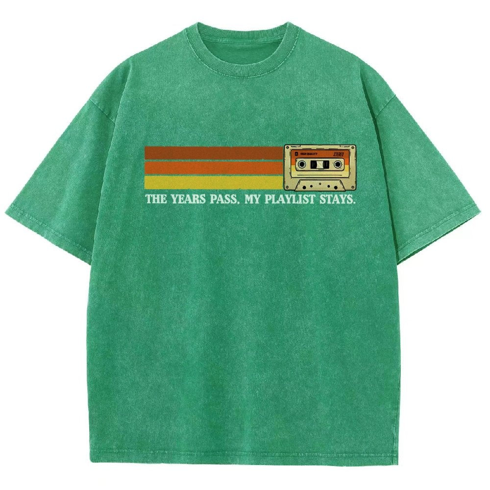 The Years Pass My Playlist Stays Vintage Distressed T-shirt