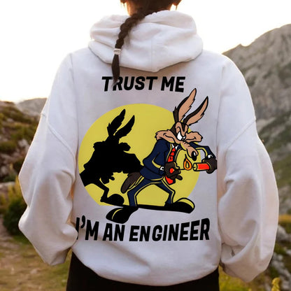 Trust Me I'm An Engineer Printed Back Cotton Hoodie