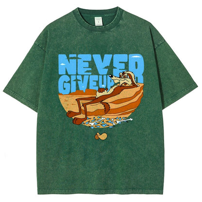Never Give Up Vintage Distressed T-shirt