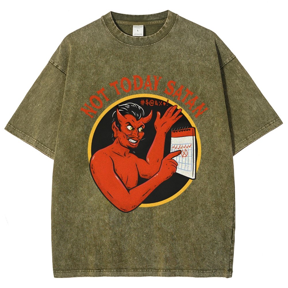 Not Today Satan Vintage Distressed T-shirt