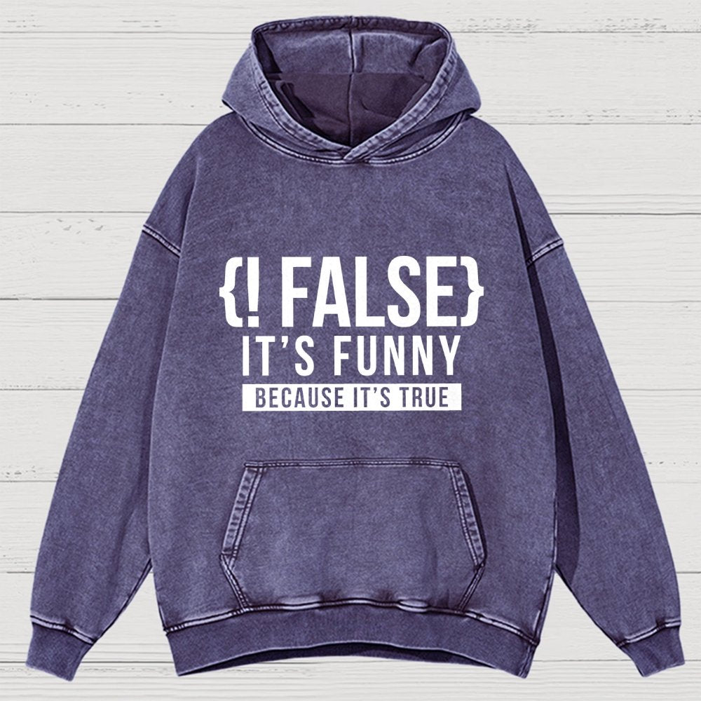 !False Programmer Coding Code Coder Vintage Distressed Hoodie