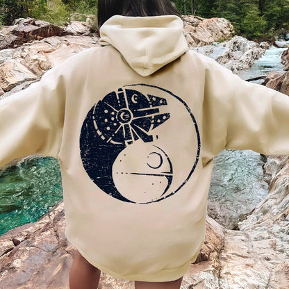 Balancing The Power Geek Printed Back Unisex Cotton Hoodie
