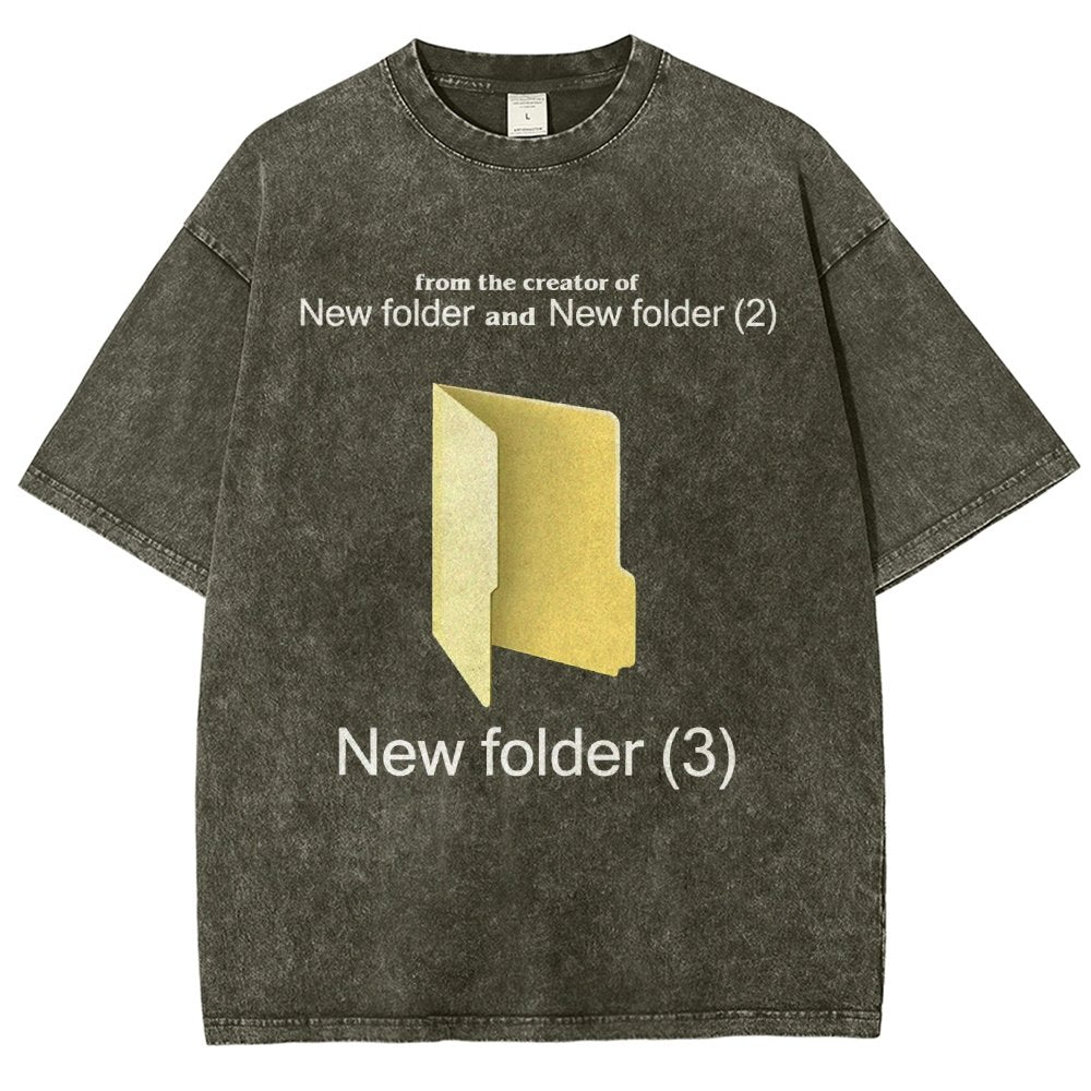 Humorous Internet meme New Folder (3) Vintage Distressed T-shirt