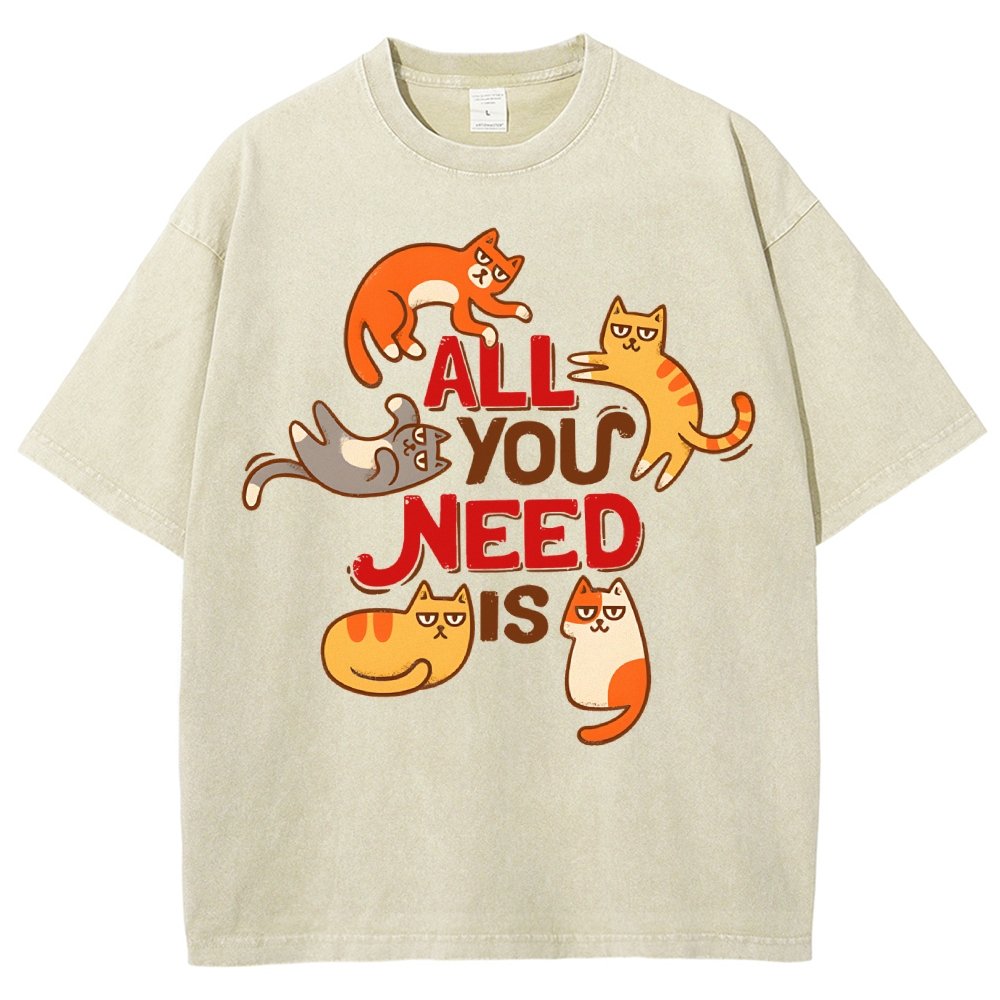 All You Need Is Cat Vintage Distressed T-shirt