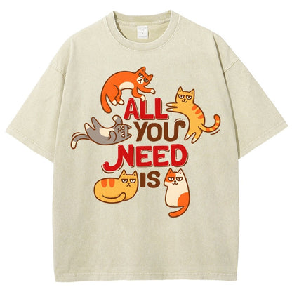 All You Need Is Cat Vintage Distressed T-shirt