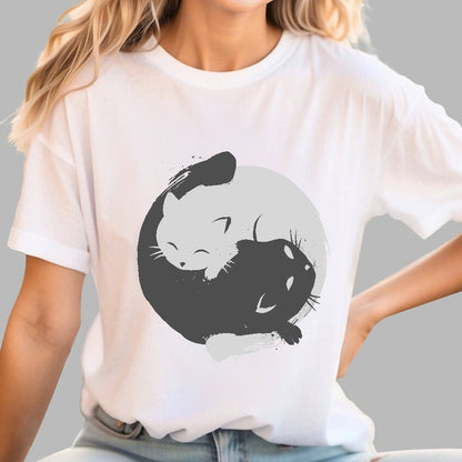 Yin-yang Cat Geek T-Shirt