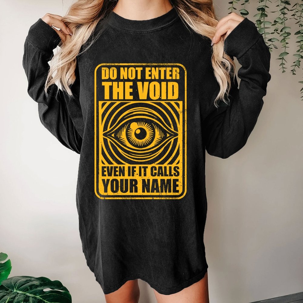 Horror Signs Call Void Washed Long Sleeve Tee