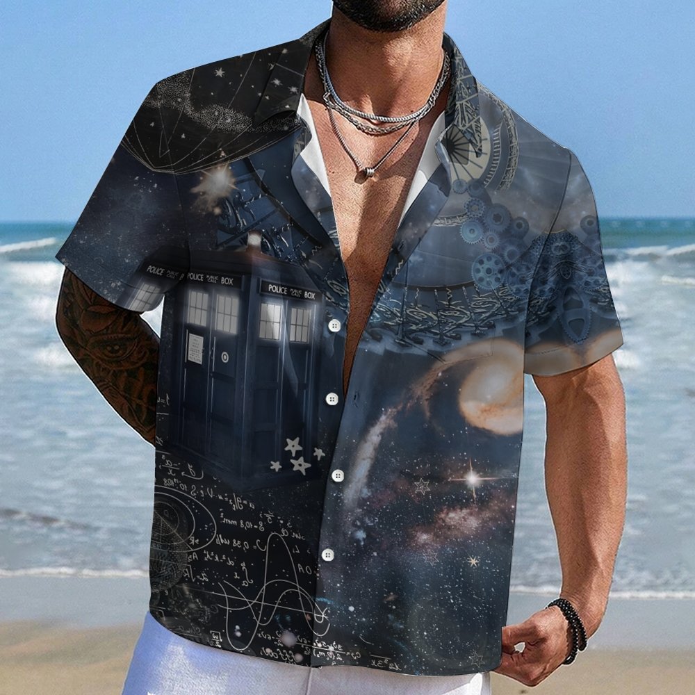 The Time Traveling Mysterious Phone Booth Geek Hawaiian Shirt