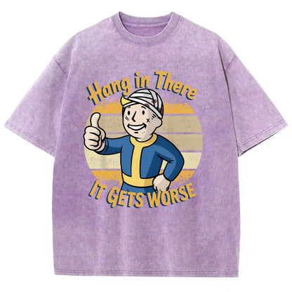 Hang In There It Gets Worse Funny Vintage Distressed T-shirt