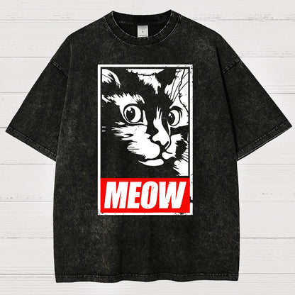 Meow！！Vintage Distressed T-shirt