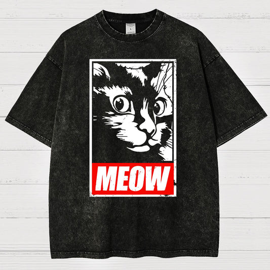 Meow！！Vintage Distressed T-shirt