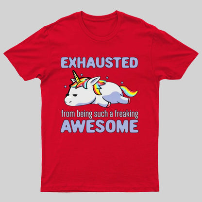 Exhausted From Being Awesome Lazy Unicorn Gift T-Shirt