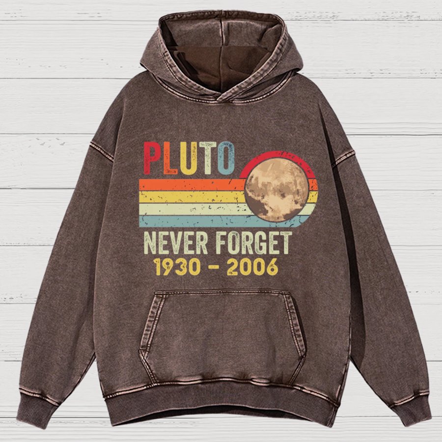 Pluto Never Forget - Funny Science Vintage Distressed Hoodie