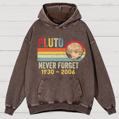 Pluto Never Forget - Funny Science Vintage Distressed Hoodie