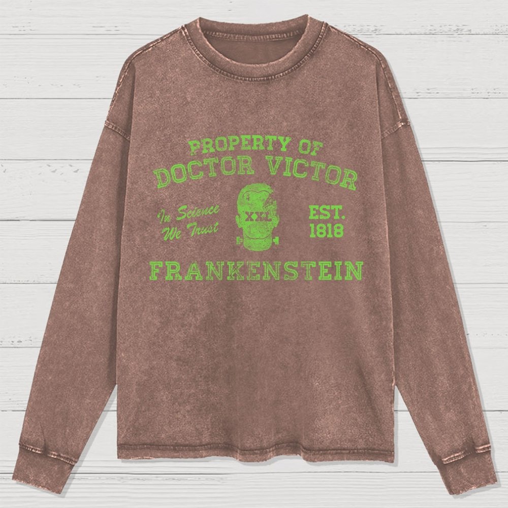 Property of Dr Frankenstein Washed Long Sleeve Tee