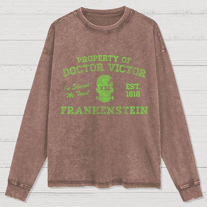 Property of Dr Frankenstein Washed Long Sleeve Tee