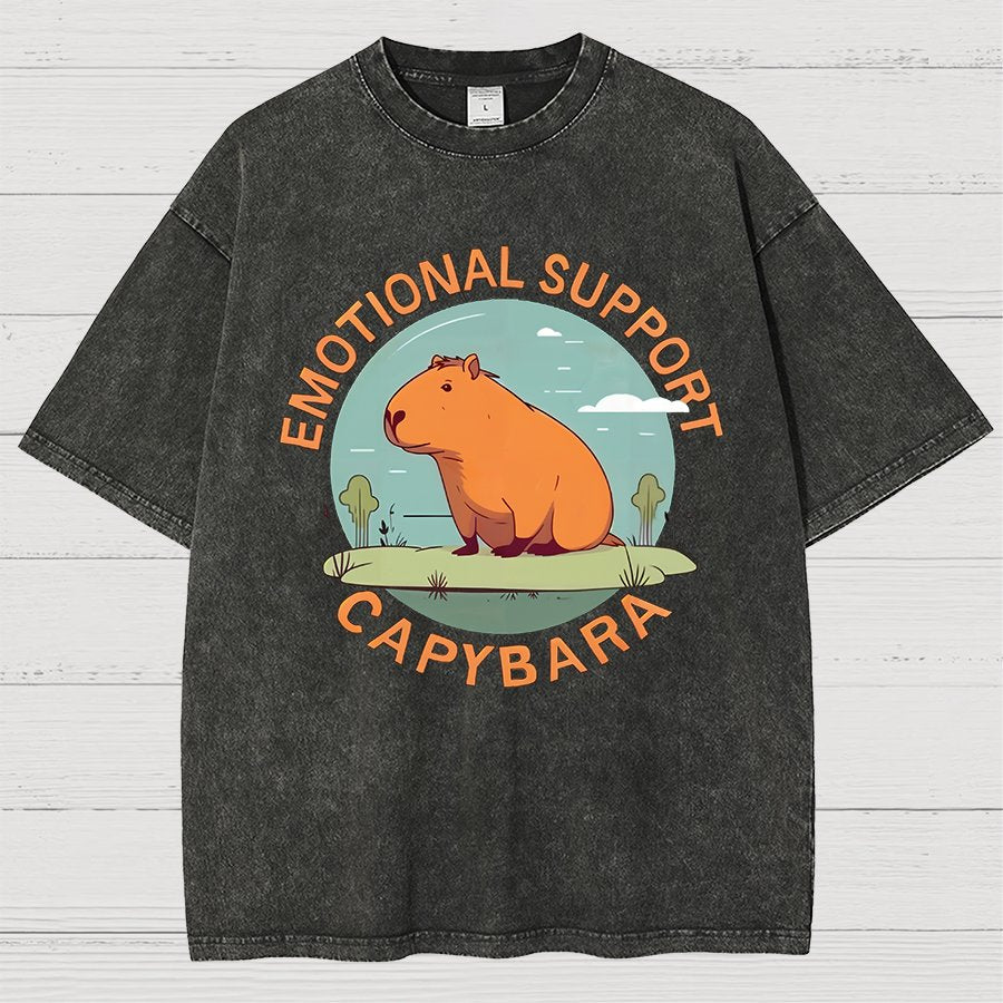 Emotional Support Capybara Vintage Distressed T-shirt