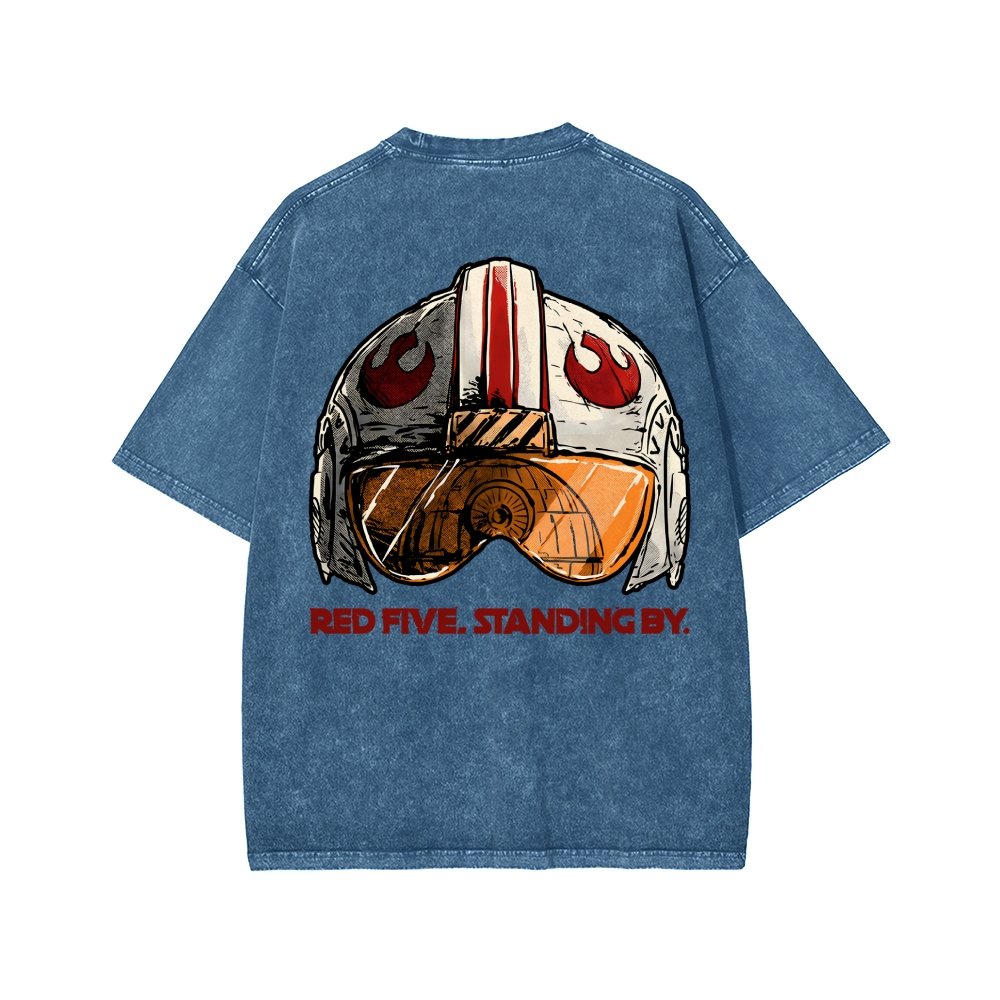 Standing By Front And Back Printing Washed T-shirt