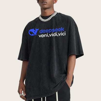 Deepseek R1 Graphic Vintage Distressed T-shirt