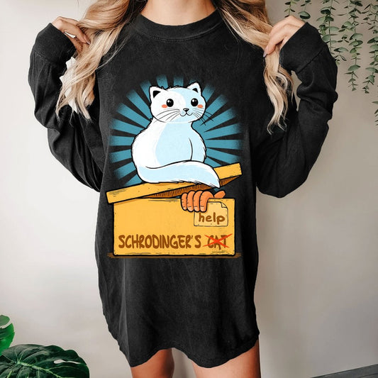 Schrodinger in a Box Washed Long Sleeve Tee