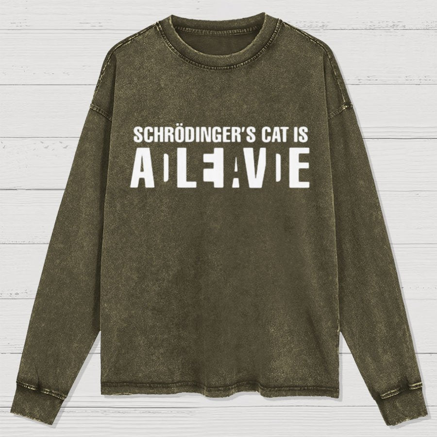 Schrödinger's Cat Adleiavde Geek Washed Long Sleeve Tee