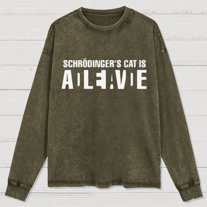 Schrödinger's Cat Adleiavde Geek Washed Long Sleeve Tee