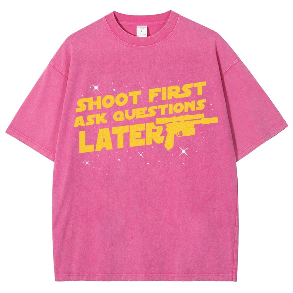 Shoot First Ask Questions Later Vintage Distressed T-shirt