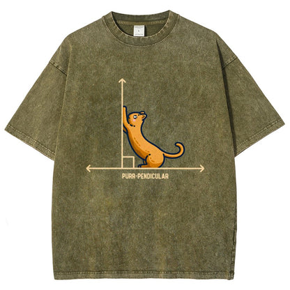 Purr-Pendicular Cute Maths Cat Premium Vintage Distressed T-shirt