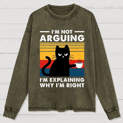 I'm Not Arguing Funny Cat Washed Long Sleeve Tee