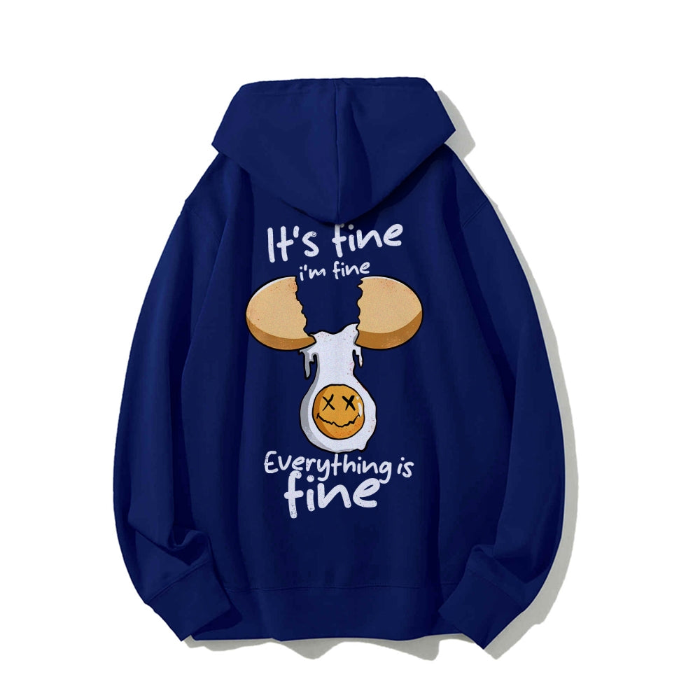 Everything is fine Printed Back Unisex Cotton Hoodie