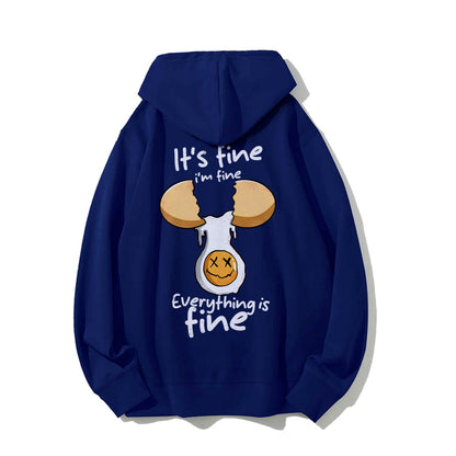 Everything is fine Printed Back Unisex Cotton Hoodie