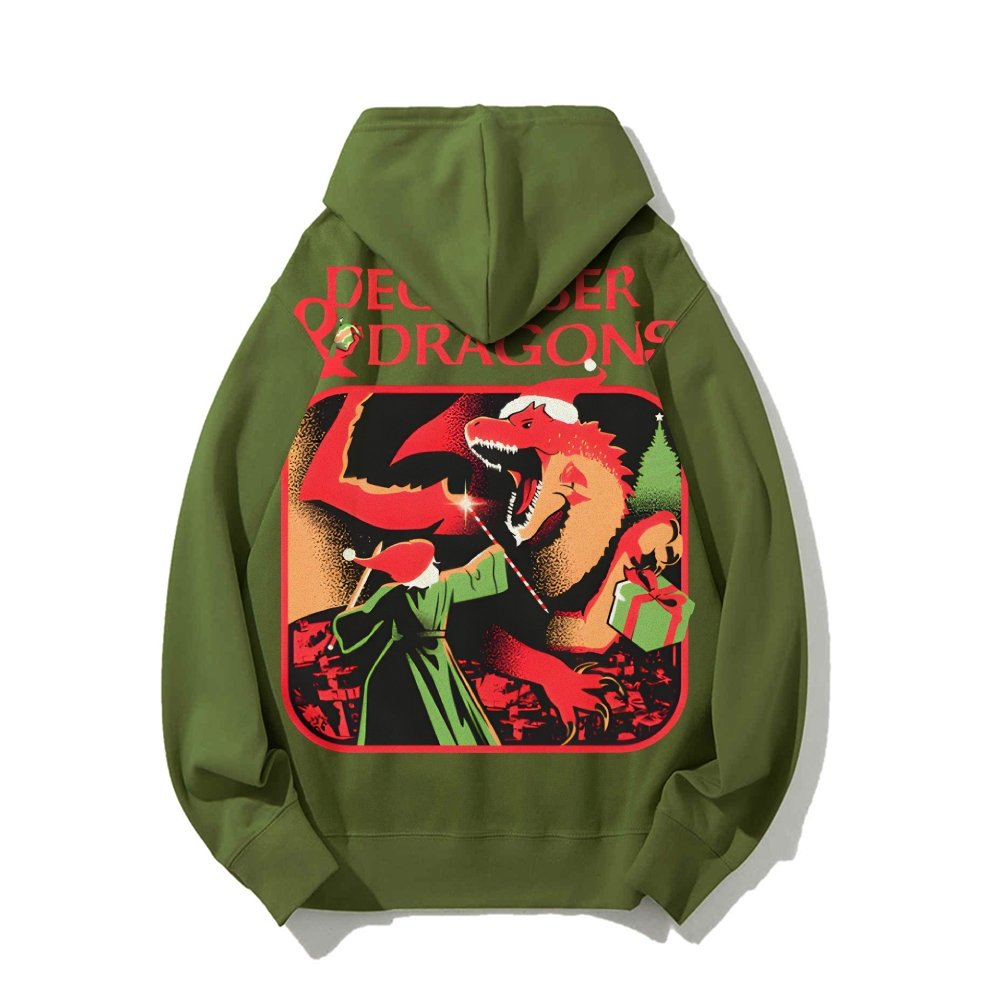 December & Dragons Printed Back Cotton Hoodie
