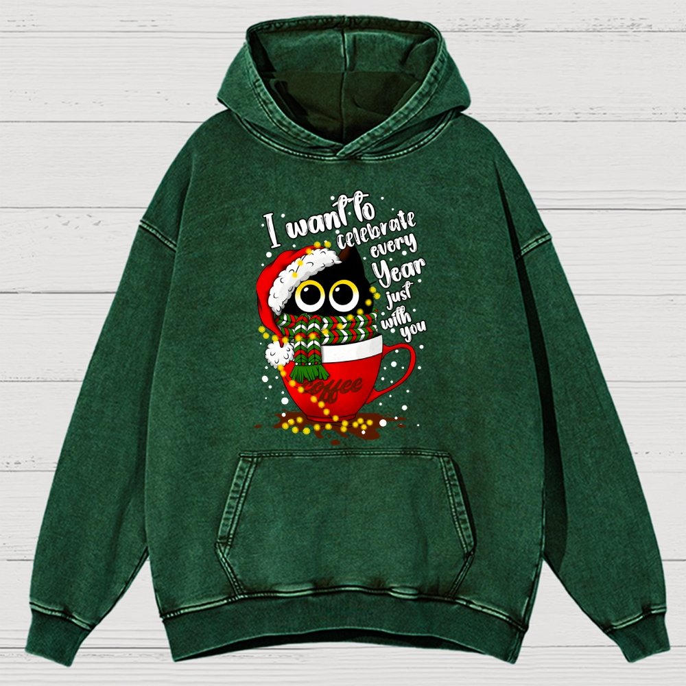 Christmas Cat Vintage Distressed Hoodie
