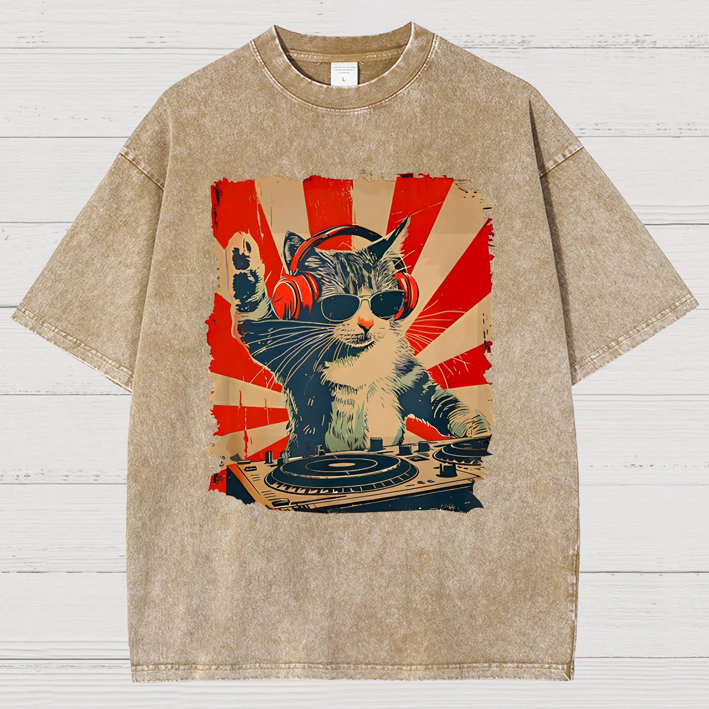 Rock Music Cat Vintage Distressed T-shirt