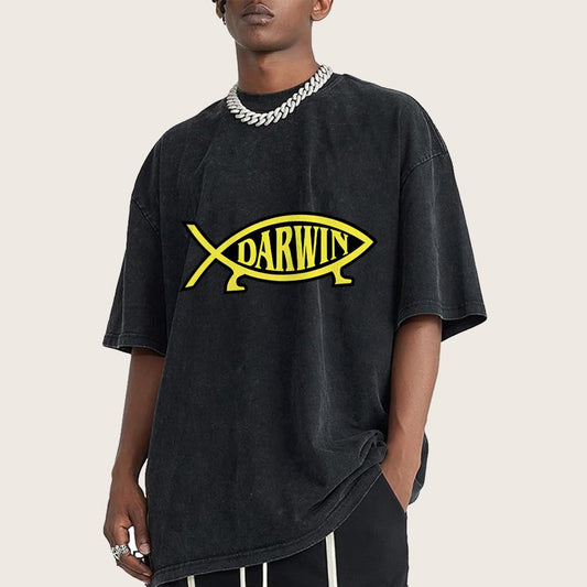 Darwin Fish Vintage Distressed T-shirt