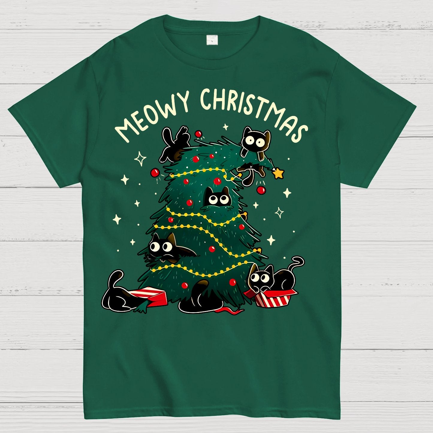 Meowy Christmas Funny Cats Geek T-Shirt