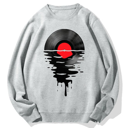 Vinyl LP Music Record Sunset Red Geek Cotton Sweatshirt