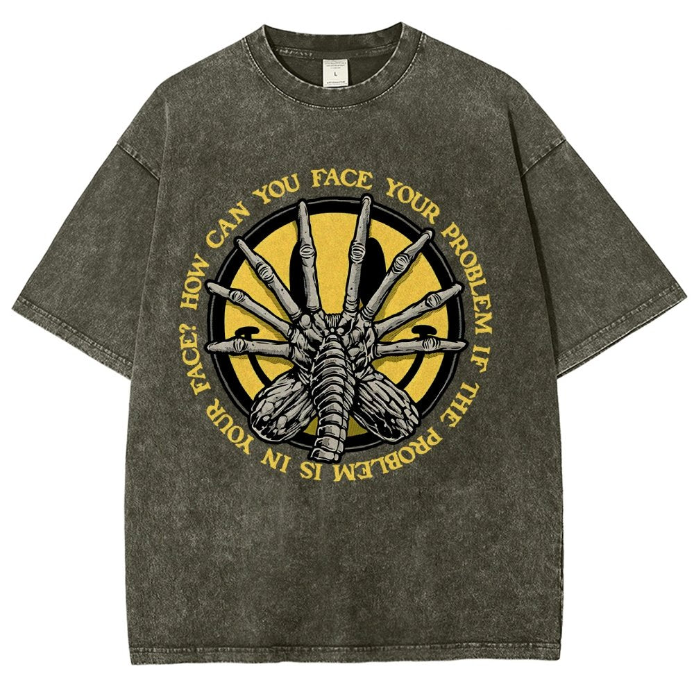 Face Problem Vintage Distressed T-shirt