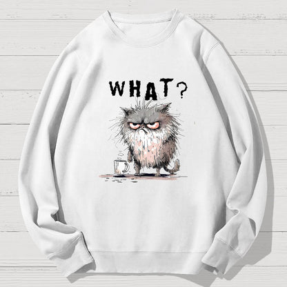 Bad Temper Feline With Coffee Grumpily Catty Funny Geek Cotton Sweatshirt