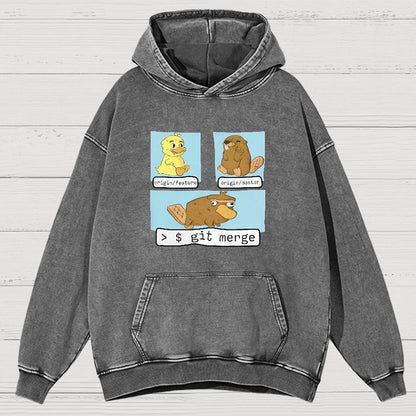 Git Merge Programmer Vintage Distressed Hoodie