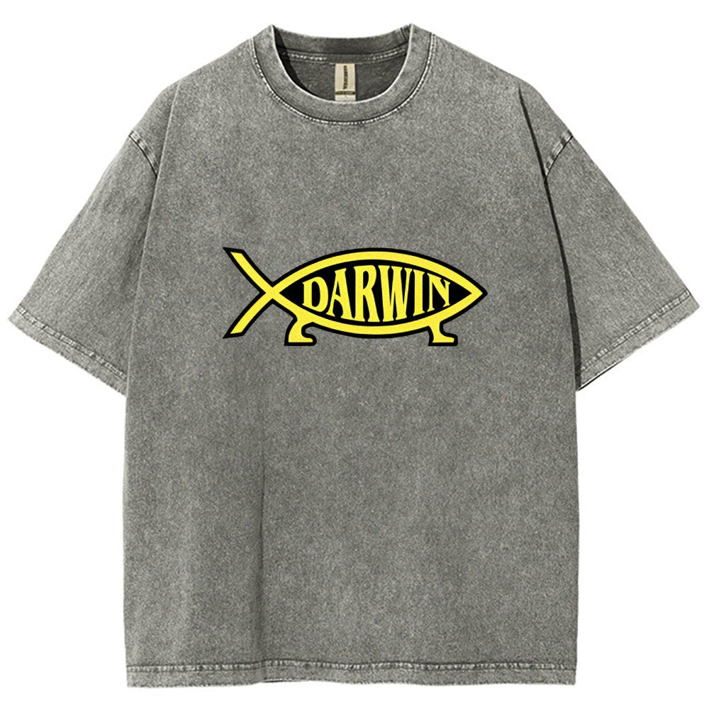 Darwin Fish Vintage Distressed T-shirt