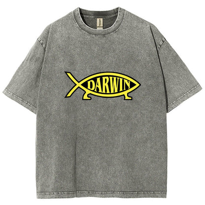 Darwin Fish Vintage Distressed T-shirt