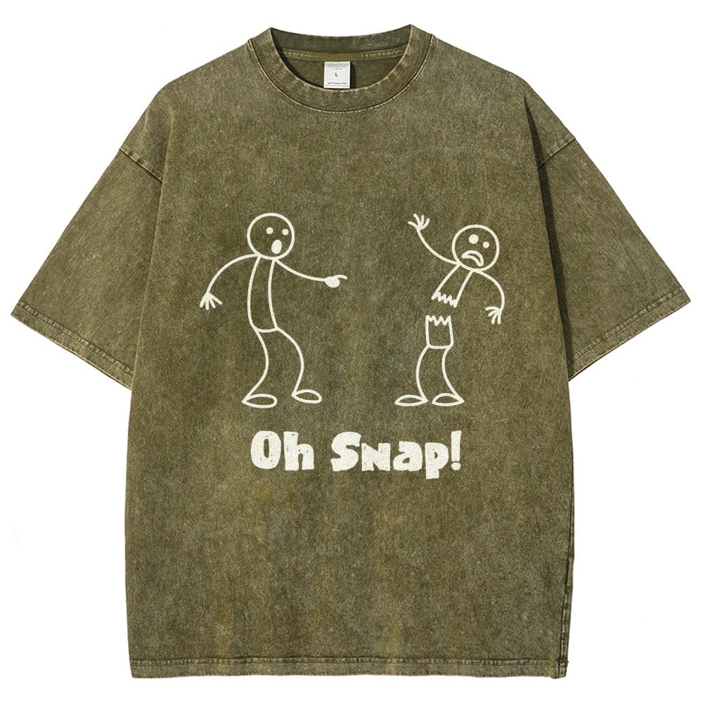 Oh Snap Funny Stick Figure Slogan Saying Vintage Distressed T-shirt