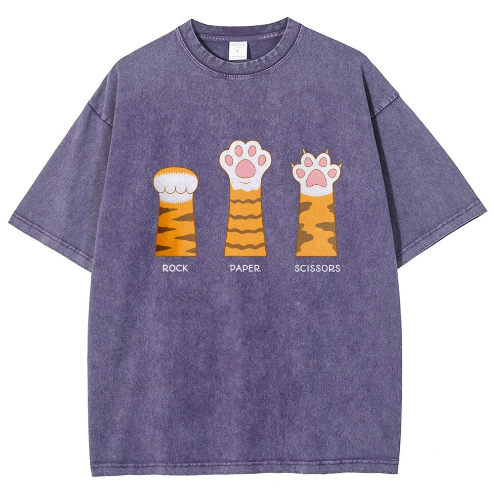Rock Paper Scissors Purrfect Vintage Distressed T-shirt
