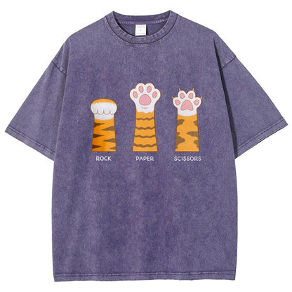 Rock Paper Scissors Purrfect Vintage Distressed T-shirt