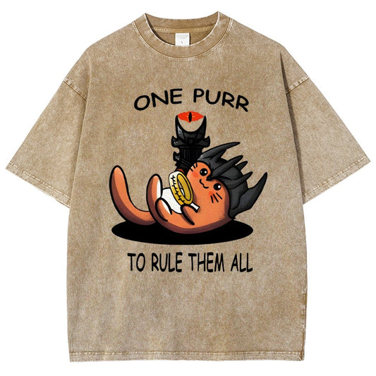 One Purr to Reign Them All Vintage Distressed T-shirt